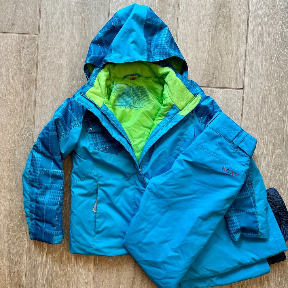 Girls Turquoise winter snow ski coat and pants